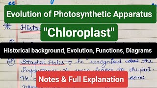 Evolution of photosynthetic apparatus  Chloroplast  Historical background  Functions notes yt [upl. by Blithe]