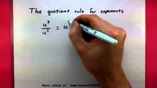 Algebra  Quotient rule for exponents [upl. by Lanor]