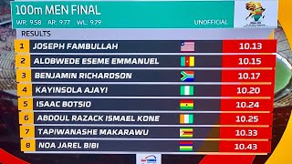 FAHNBULLEH 🇱🇷1013  DOUALA 24  23rd CAA African Athletics Senior Championships  Mens 100m Final [upl. by Oretna509]