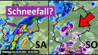 Kaltlufteinbruch am Wochenende incl Schnee  Graupelschauer Ostertrend mild Wetterlagenumstellung [upl. by Yanttirb343]