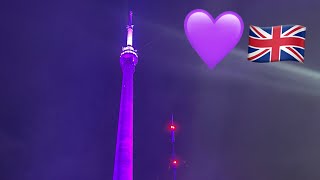 Emley Moor Mast Transmitter Purple For The Queen RIP Queen Elizabeth II 💜 [upl. by Ileak]