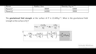 Gravitational field strength comparison on two planets [upl. by Matlick]