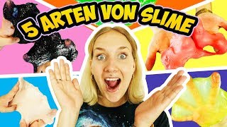 5 ARTEN SLIME ZU MACHEN  essbarer Schleim  welcher aus Gesichtsmaske Bodylotion amp Wackelpudding [upl. by Notfol]