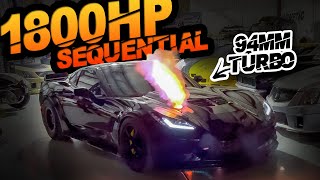 1800HP Sequential C7 Z06 Corvette on the Street  ITS SCARY FAST 94MM Turbo  427CI [upl. by Nairda]