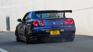 Nissan Skyline R34 Sound Compilation  Slides  Flames  Accelerations [upl. by Adlih]