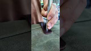 How to install copper rivetsshorts bagmaking leather bag brass shortsvideo copper rivet [upl. by Ennaeed]