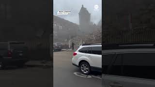 Steeple of historic church collapses in Connecticut [upl. by Ydur]