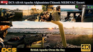 DCS AH64 Apache Afghanistan Chinook MEDEVAC Escort British Apache Owns the Day [upl. by Gnues723]