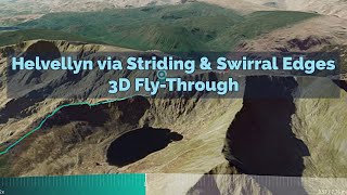 Hiking Helvellyn via Striding amp Swirral Edges  3D Aerial FlyThrough of the Route Circular Walk [upl. by Aseyt678]