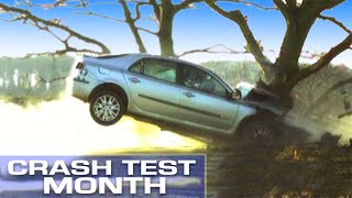 Crash Test Month Crashing Into A Tree At 55mph [upl. by Eellek671]