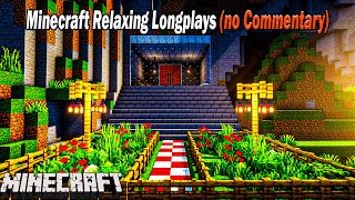 minecraft relaxing gameplay  No Commentary Building a house in the mountainrainy weather [upl. by Lonergan630]