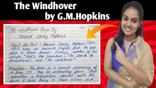 The Windhover by G M Hopkins  The Windhover poem fully explanation in hindi [upl. by Attegroeg]