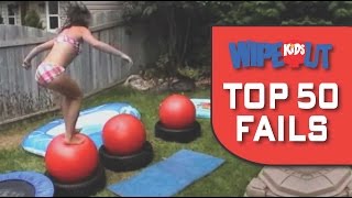 WIPEOUT KIDS  TOP 50 FAILS [upl. by Nrehtac443]