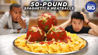 I Made Giant 50Pound Spaghetti And Meatballs For Kalen Allen from Kalen Reacts • Tasty [upl. by Booker]