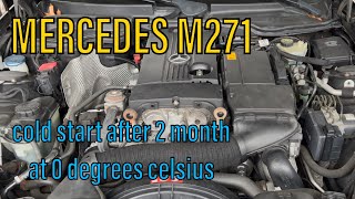 Mercedes M271 engine cold start and idle after 2 month at 0 degrees celsius SLK R171 [upl. by Howund]