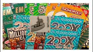 SC 200X amp Millionaires Club Battling Monopoly amp 50X The Cash Scratch Off Lottery Tickets [upl. by Llij]