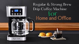 Taylor Swoden 12Cup Programmable Coffee Maker  Regular amp Strong Brew Drip Coffee Machine [upl. by Adlare]