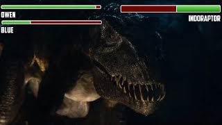 Blue vs Indoraptor WITH HEALTHBARS  Final Battle  HD  Jurassic World Fallen Kingdom [upl. by Ackler]