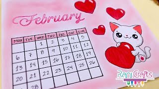 DIY  FEBRUARY Calendar  Bullet journal decoration organization ideas [upl. by Cyrille]