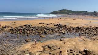 Mareas vivas con la marea baja en la playa de Zarautz [upl. by Calvano]