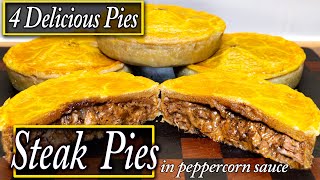 4 Steak Pies n Peppercorn sauce Tastiest individual pies on YouTube [upl. by Safir]