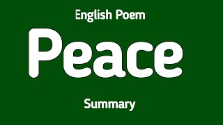 English Poem Peace Summary [upl. by Piggy]