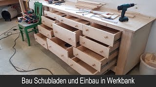 DIY  Werkbank Schubladeneinbau und Schubladenbau mit Vollauszügen [upl. by Lardner51]