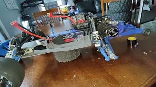 Jrelecs 3650 5900KV Sensorless Brushless Motor 120A Brushless ESC on RWD Rustler [upl. by Nilhsa666]