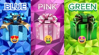 Choose your gift🎁😍🤮🤩3 gift box Challenge2 Good vs1BadBlue Pink amp greenchooseyourgift [upl. by Idnahc550]