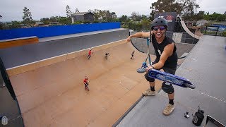 GIANT SKATEPARK HALF PIPE ON SCOOTER [upl. by Leuneb]