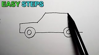 SIMPLEST WAY on How to draw a car  Easy Drawing [upl. by Saphra556]