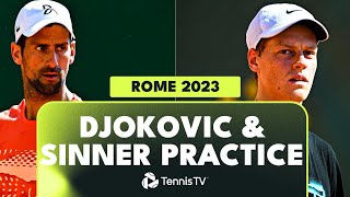 Novak Djokovic amp Jannik Sinner Practice Highlights  Rome 2023 [upl. by Wordoow]