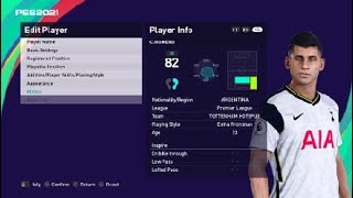 Cristian romero face e football pes 2021 Tottenham [upl. by Annitsirhc]