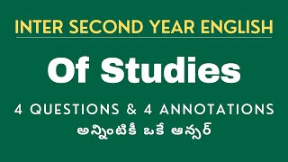 Of Studies inter Second year English single answer for all Questions and Annotations [upl. by Ayotak]