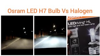 Osram LED Vs Standard Halogen On Reflector Lens Vehicle H7 Headlight Bulb Comparison  Xenon HID [upl. by Nihsfa]