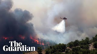 Greece wildfires rage on three islands and mainland [upl. by Anstus]