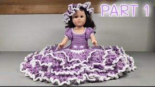 Lacey Bed Doll Dress P1Crochet Bed Doll Dress for 18 inch DollBeautiful Crochet Doll Dress [upl. by Sewole245]