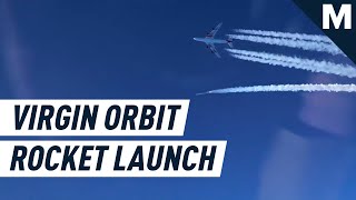 Virgin Orbit AirLaunch Rocket from Soaring 747  Mashable [upl. by Yelwar267]