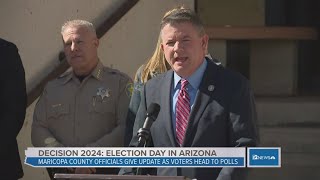 Maricopa County officials give update on Election Day activities  Decision 2024 [upl. by Wenz]