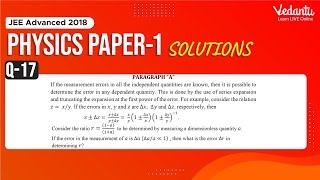 JEE Advanced 2018 Physics Solutions  Paper 1 Q 17  IIT JEE Physics  JEE Preparation  Vedantu [upl. by Rovit76]