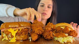 FRIED CHICKEN FINGERS SANDWICH amp BURGER  MUKBANG  ASMR  EATING SOUNDS [upl. by Koenig]