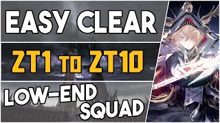 All ZT stages  ZT1 to ZT10  Low End Squad 【Arknights】 [upl. by Israel]