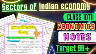 Sectors of indian economy  Class 10  Handwritten Notes Economics Chapter 2 Edustudypoint [upl. by Aelrac]