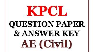 KPCL AE Civil Question Paper with key answer [upl. by Rusty]