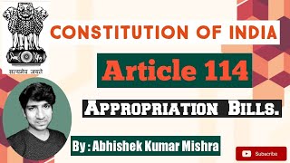 Article 114 of Indian Constitution  Appropriation Bill [upl. by Ramey911]