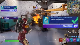 How to EASILY Destroy objects or structures in Fortnite locations Quest [upl. by Zaremski813]