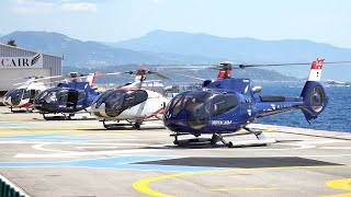 Airbus Helicopters H130 EC130B4 landing and take off at Monaco heliport  avgeek [upl. by Kamal60]