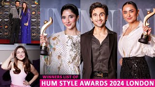 Hum Awards 2024 Winners List with Ahad Raza Mir Yumna Zaidi Hania Aamir Atif Aslam Mahira Khan [upl. by Anaerol50]