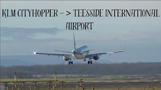 Embraer E190STD Arriving at Teesside International Airport KLM Cityhopper [upl. by Dena69]