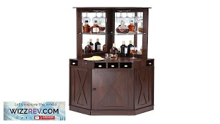 VEVOR Corner Industrial Bar Cabinet Wine Table for Liquor amp Glasses Sideboard Review [upl. by Ainaj]